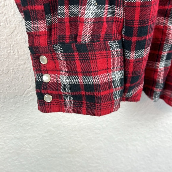 Wrangler Wrancher Plaid Shirt Flannel Pearl Snap Cotton Cowboy Western Mens XL - Picture 5 of 6